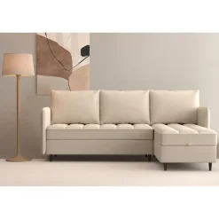 Lindhus - Bank met chaise longue omkeerbaar in stof crème