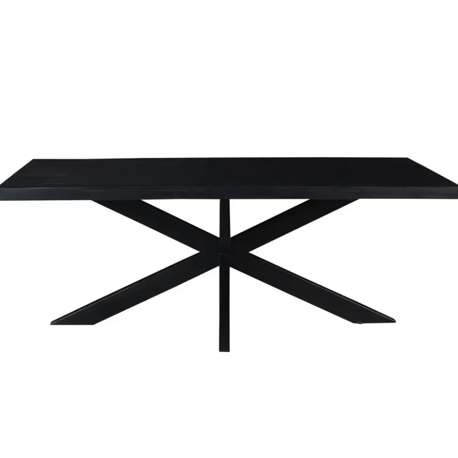 Livingfurn - e Zwart Eetkamertafel kala - Mango Hout - 200 cm