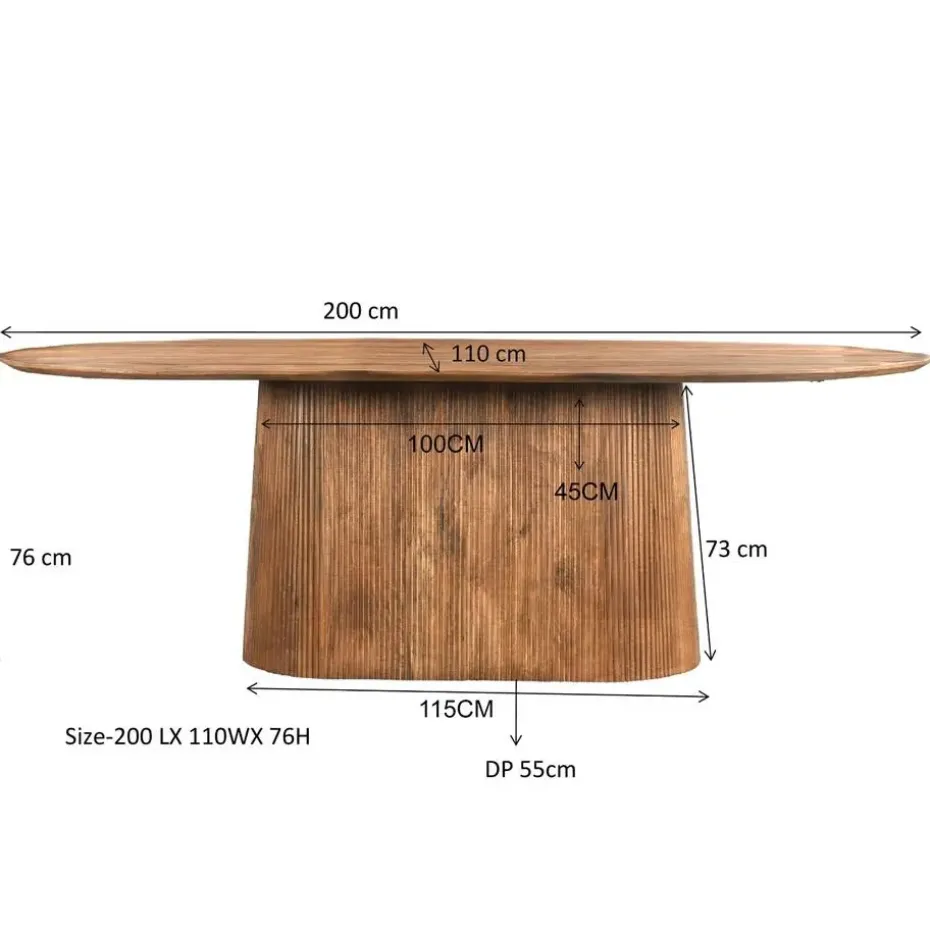 Livingfurn - Eetkamertafel Salvator 200cm - Mangohout