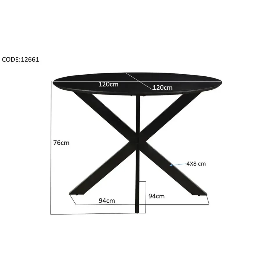Livingfurn - Ronde Eetkamertafel Oslo Zwart - Acasiahout - 120 cm