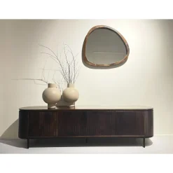 Livingfurn - TV Meubel Noor Walnut 170cm - Mangohout / Gecoat Staal