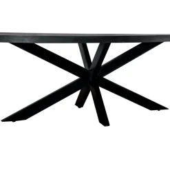 Livingfurn - Zwart Ovale Eetkamertafel - - Mango Hout - 210 cm