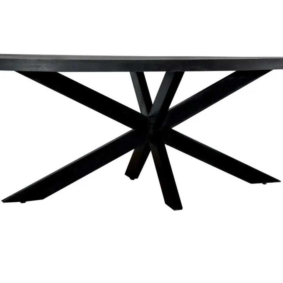Livingfurn - Zwart Ovale Eetkamertafel - - Mango Hout - 210 cm