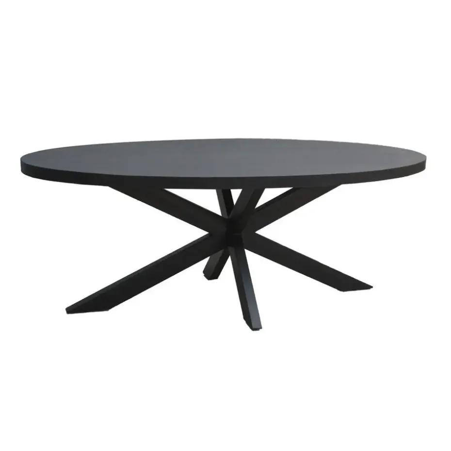 Livingfurn - Zwart Ovale Eetkamertafel - - Mango Hout - 210 cm