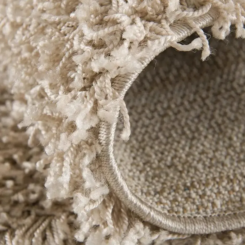 Loca Shaggy Rond Vloerkleed Beige Hoogpolig - 150 CM ROND