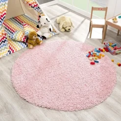 Loca Shaggy Rond Vloerkleed Licht Roze Hoogpolig - 120 CM ROND
