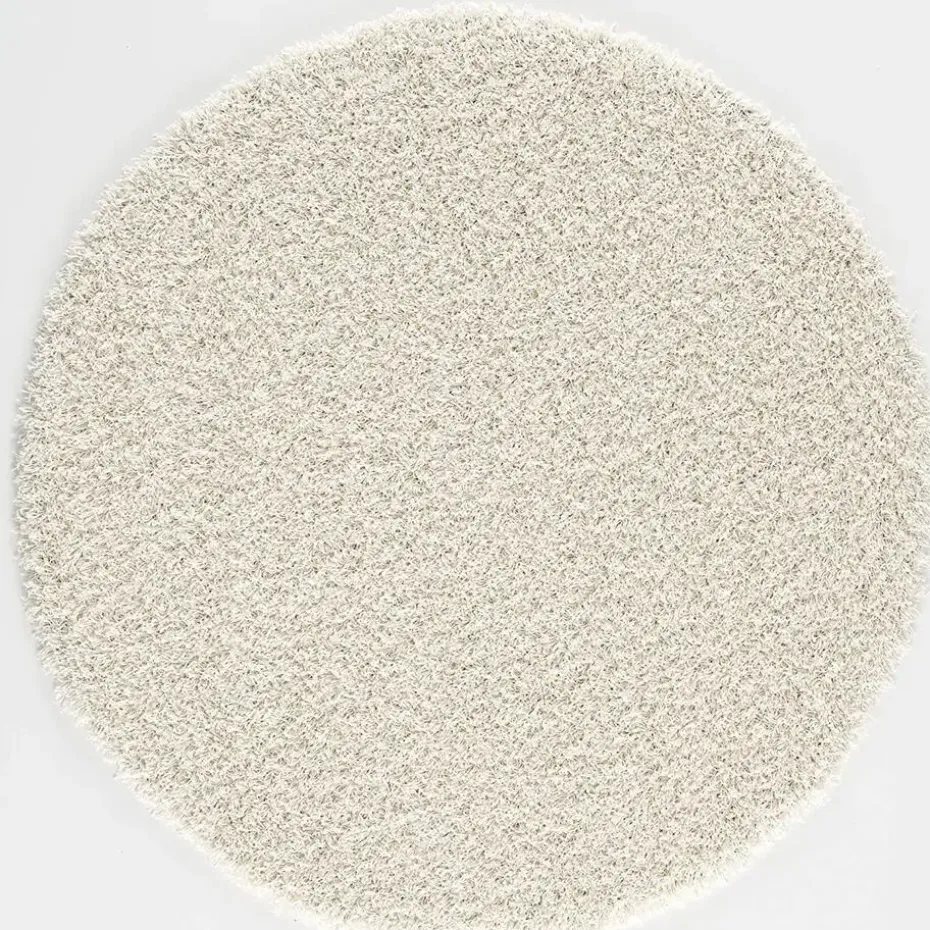 Loca Shaggy Rond Vloerkleed Creme Hoogpolig - 120 CM ROND