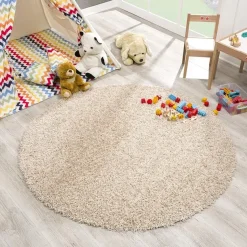 Loca Shaggy Rond Vloerkleed Beige Hoogpolig - 300 CM ROND