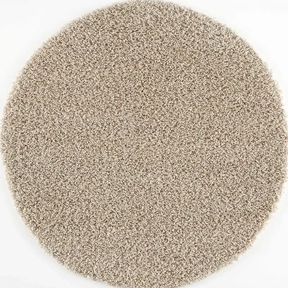 Loca Shaggy Rond Vloerkleed Beige Hoogpolig - 120 CM ROND