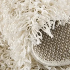 Loca Shaggy Rond Vloerkleed Creme Hoogpolig - 200 CM ROND