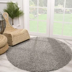 Loca Shaggy Rond Vloerkleed Lichtgrijs Hoogpolig - 200 CM ROND