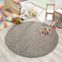 Loca Shaggy Rond Vloerkleed Lichtgrijs Hoogpolig - 200 CM ROND