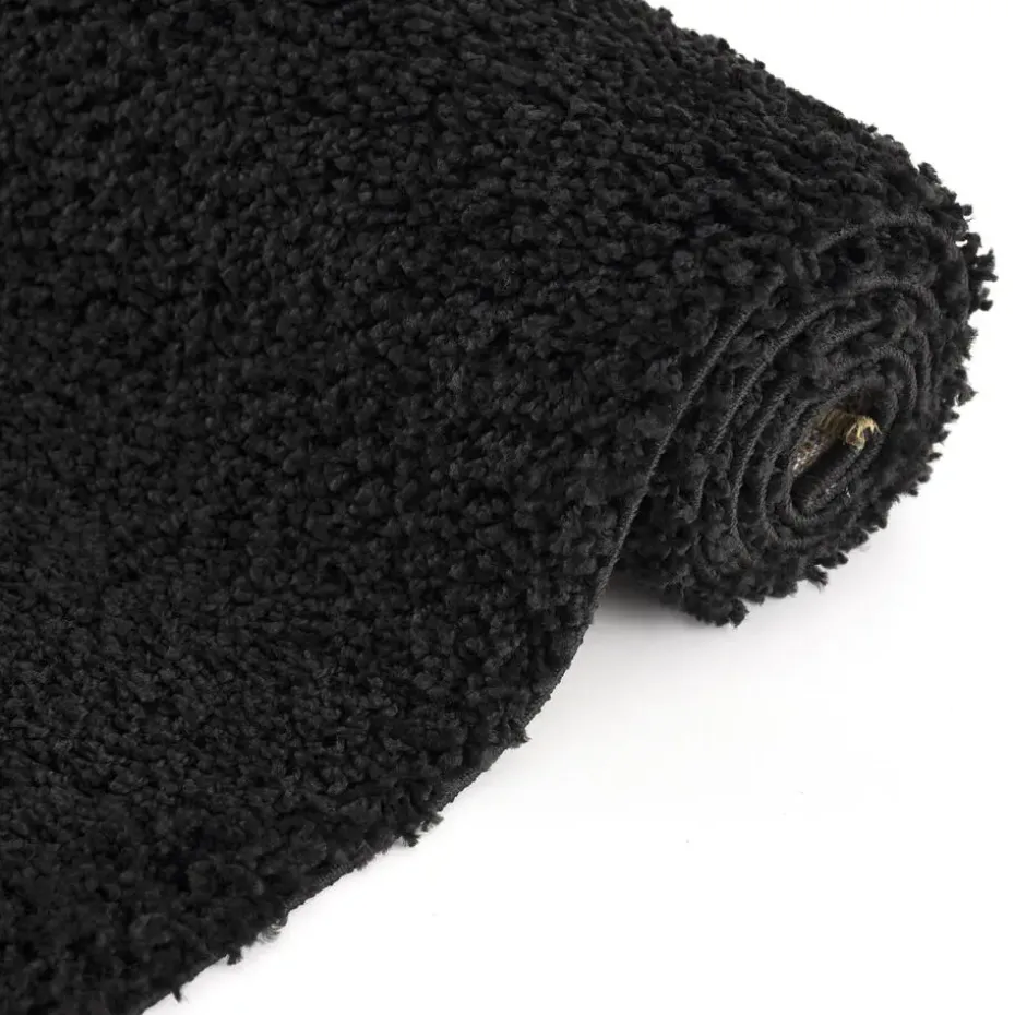 Loca Shaggy Vloerkleed – Modern Uni Effen – Zwart Hoogpolig & Zacht - 200x290 CM