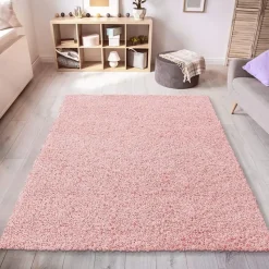 Loca Shaggy Vloerkleed – Modern Uni Effen – Roze Hoogpolig & Zacht - 120x170 CM