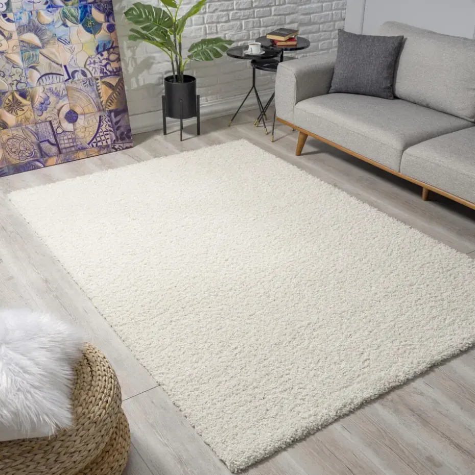 Loca Shaggy Vloerkleed Creme Hoogpolig - 120x170 CM