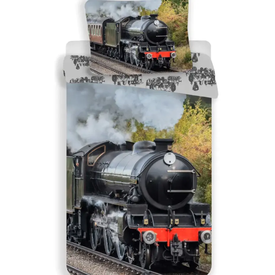 Locomotief Dekbedovertrek Trein - Eenpersoons - 140 x 200 cm - Katoen