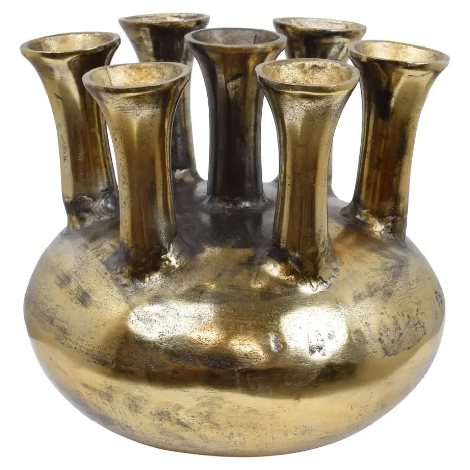 LOFT42 Jenna Tulpenvaas XL - 7 Toeters - Antique Goud - Aluminium