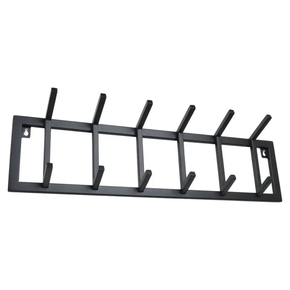 LOFT42 Kapstok Jaimy Single - Zwart – Metaal – 6 dubbele haken - 80x24x12