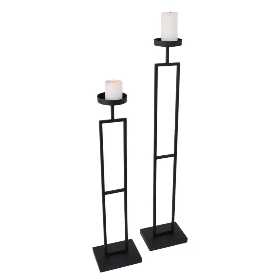 LOFT42 Vloerkandelaar Set Flame - Zwart metaal