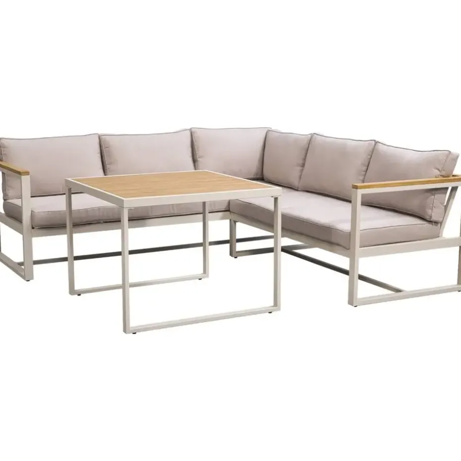 Lounge dining hoekset Sevilla - zand/metaal
