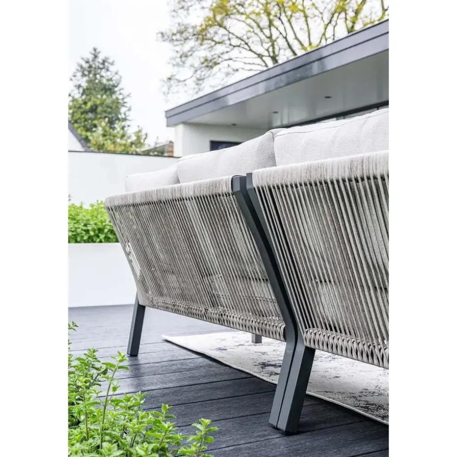 Lounge-diningset Monti - zwart - 7-persoons - aluminium
