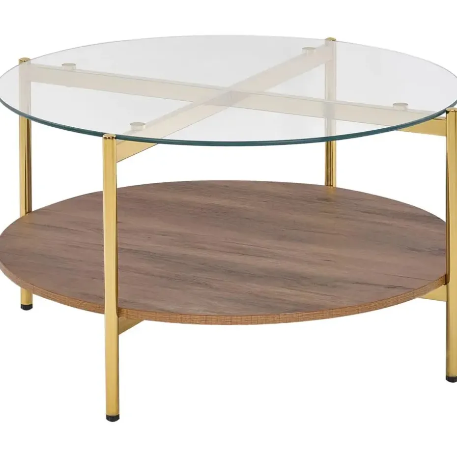 LOVELL - Salontafel - Donkerbruin/Goud - Hout