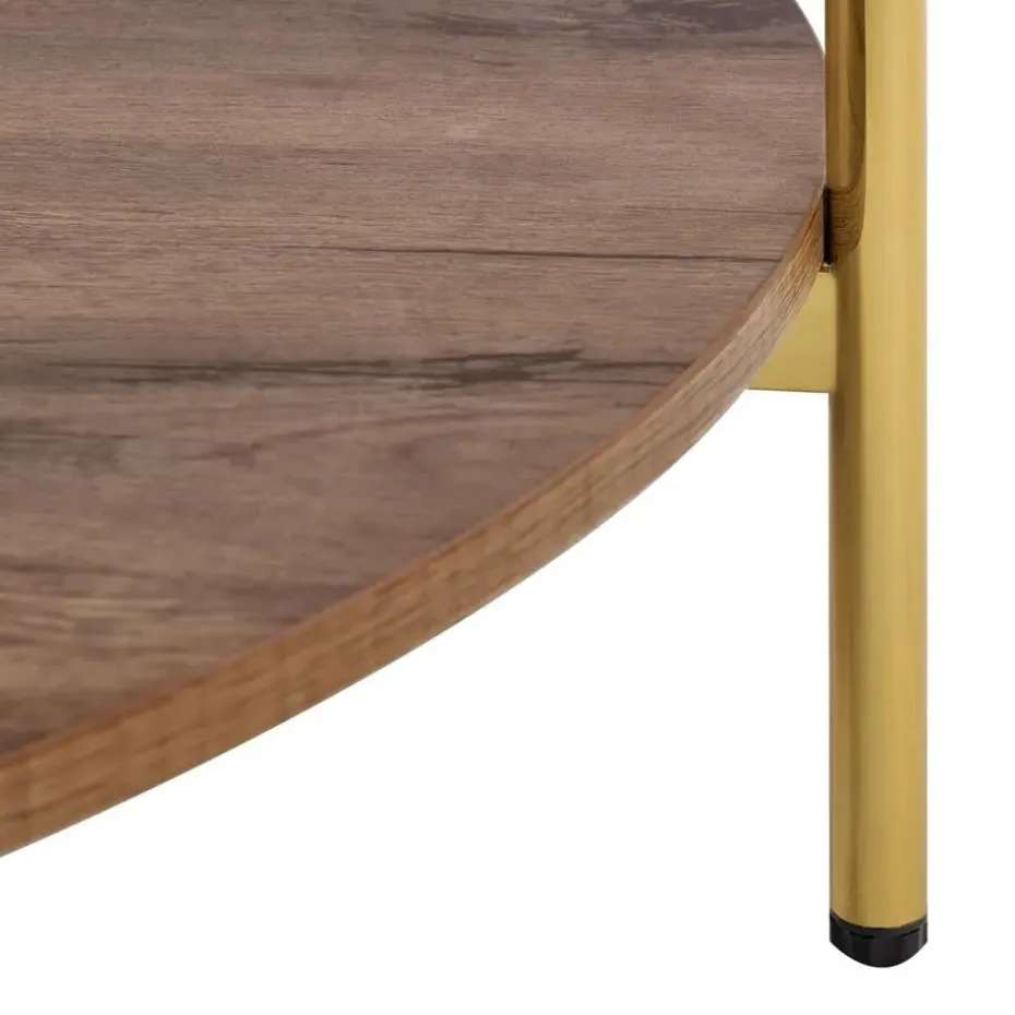 LOVELL - Salontafel - Donkerbruin/Goud - Hout