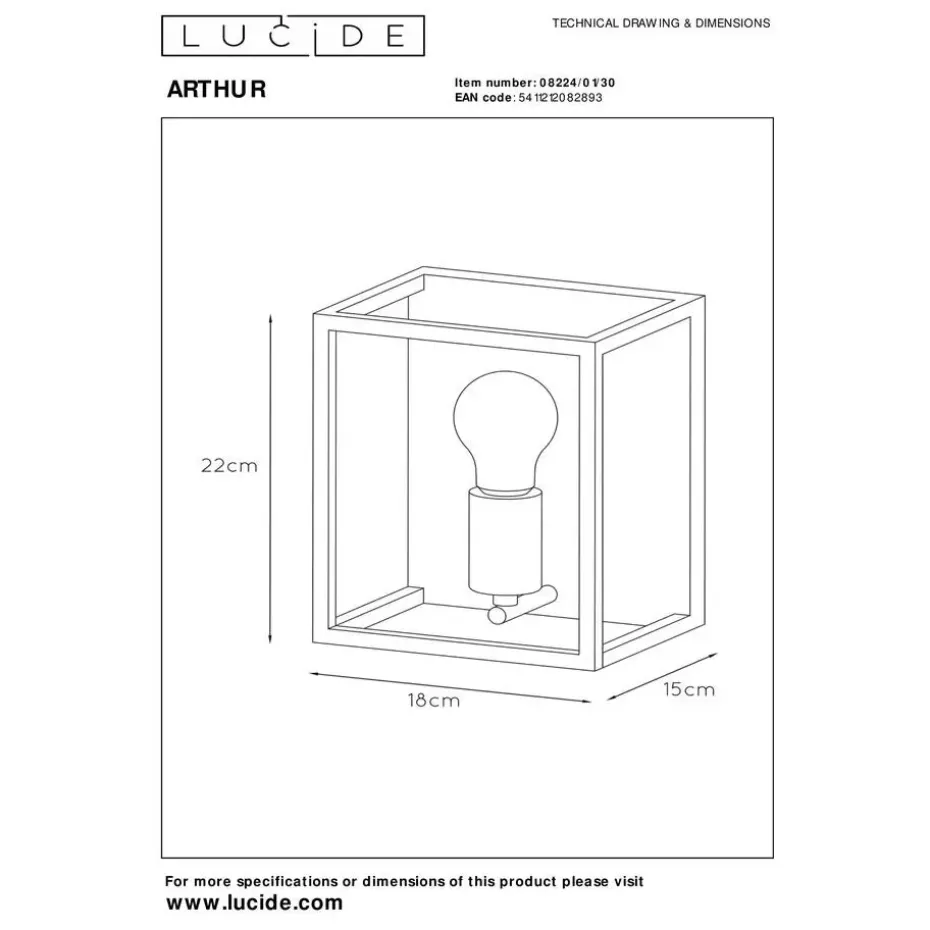 Lucide ARTHUR Wandlamp - Zwart