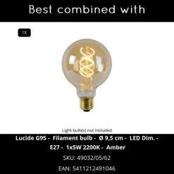Lucide BRASSY-BIS Hanglamp - Zwart
