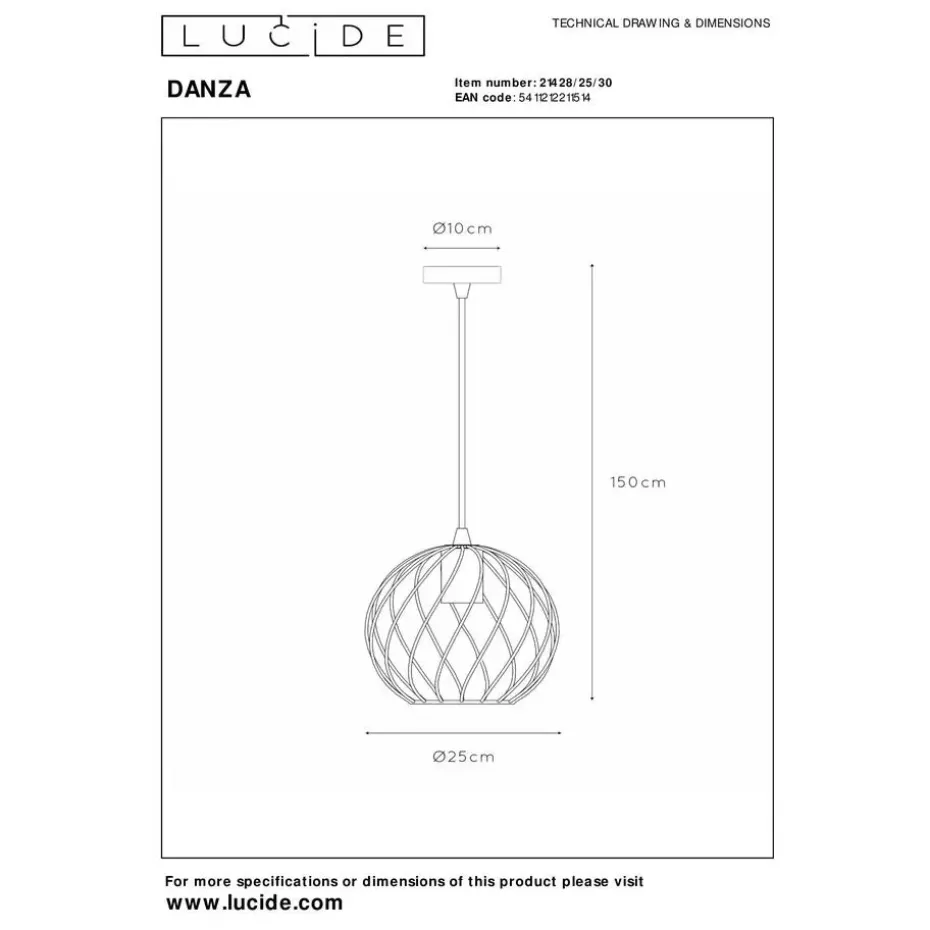 Lucide DANZA Hanglamp - Zwart