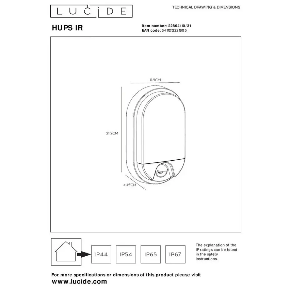 Lucide HUPS IR Wandlamp - Wit