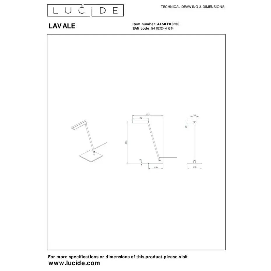 Lucide LAVALE Bureaulamp - Zwart