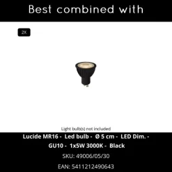 Lucide TAYLOR Wandspot - Zwart