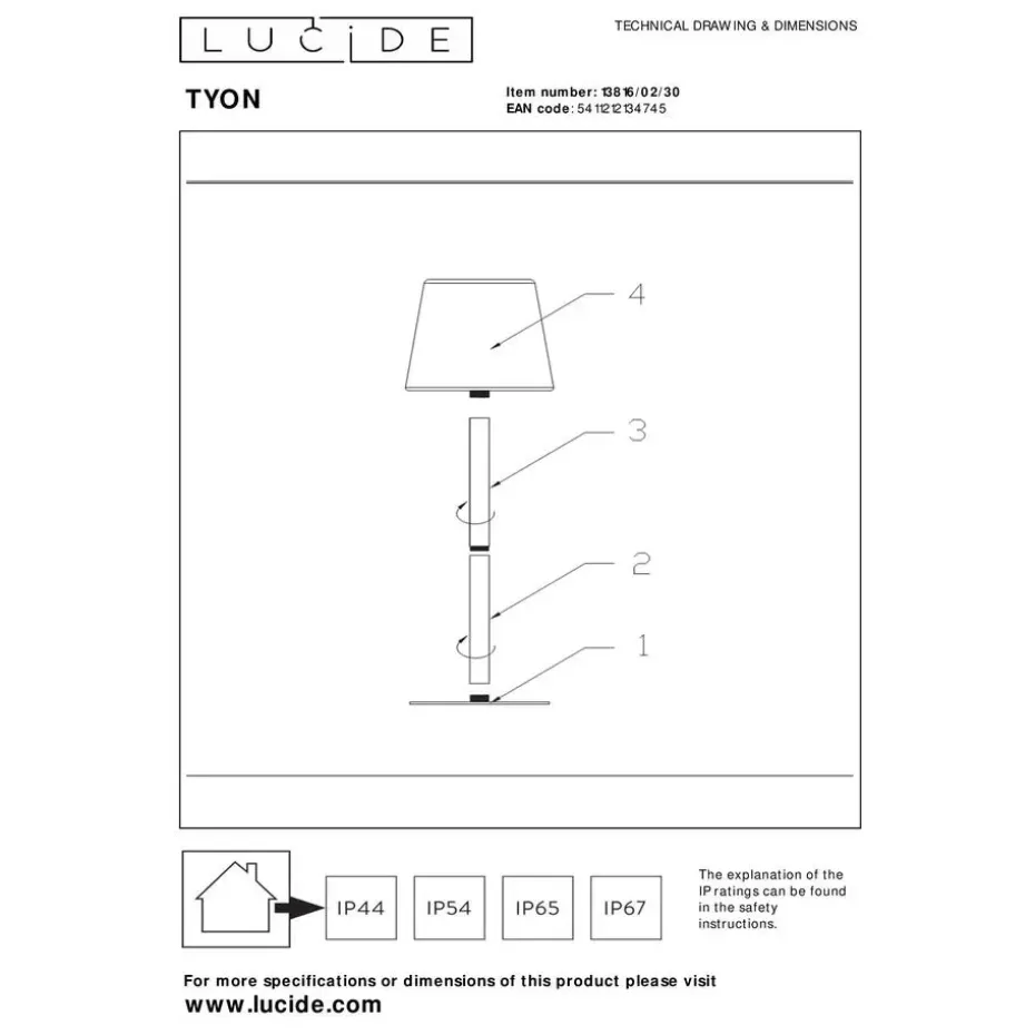 Lucide TYON Tafellamp - Zwart
