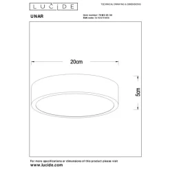 Lucide UNAR Plafonnière - Zwart