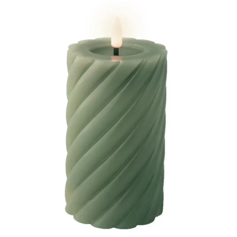 Lumineo Luxe LED kaars - groen - D7,5 x H15 cm - timer