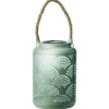 Lumineo Tuin lantaarn - solar - jade groen - metaal - D15 x H23 cm