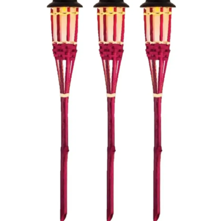 Lumineo Tuinfakkel Bodi - solar - roze - vlameffect - 54 cm