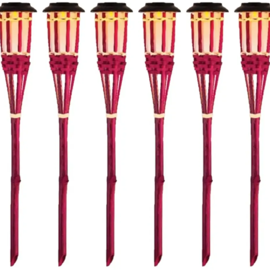 Lumineo Tuinfakkel Bodi - solar - roze - vlameffect - 54 cm