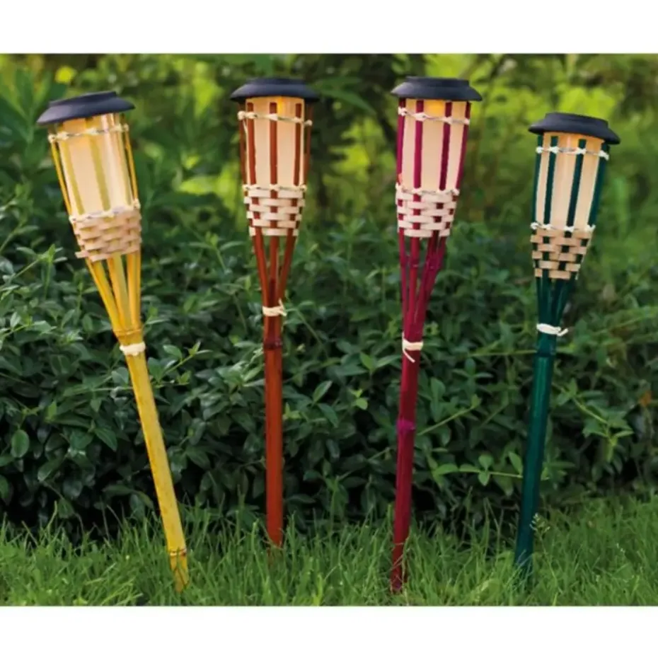 Lumineo Tuinfakkel Bodi - solar - groen - vlameffect - 54 cm