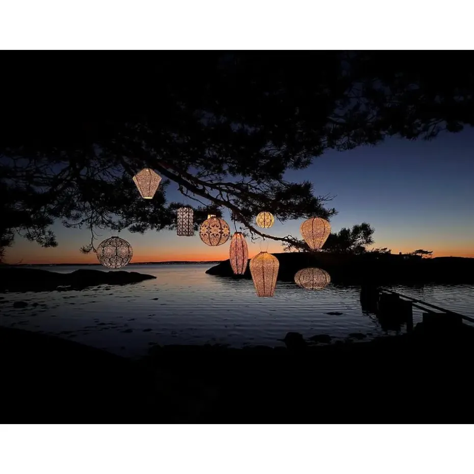 Lumiz Solar Buitenlampion - Sashiko Balloon - XL - Licht Taupe