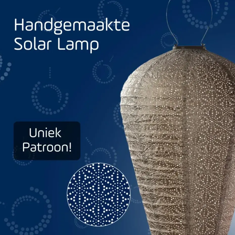 Lumiz Solar Buitenlampion - Sashiko Balloon - XL - Licht Taupe