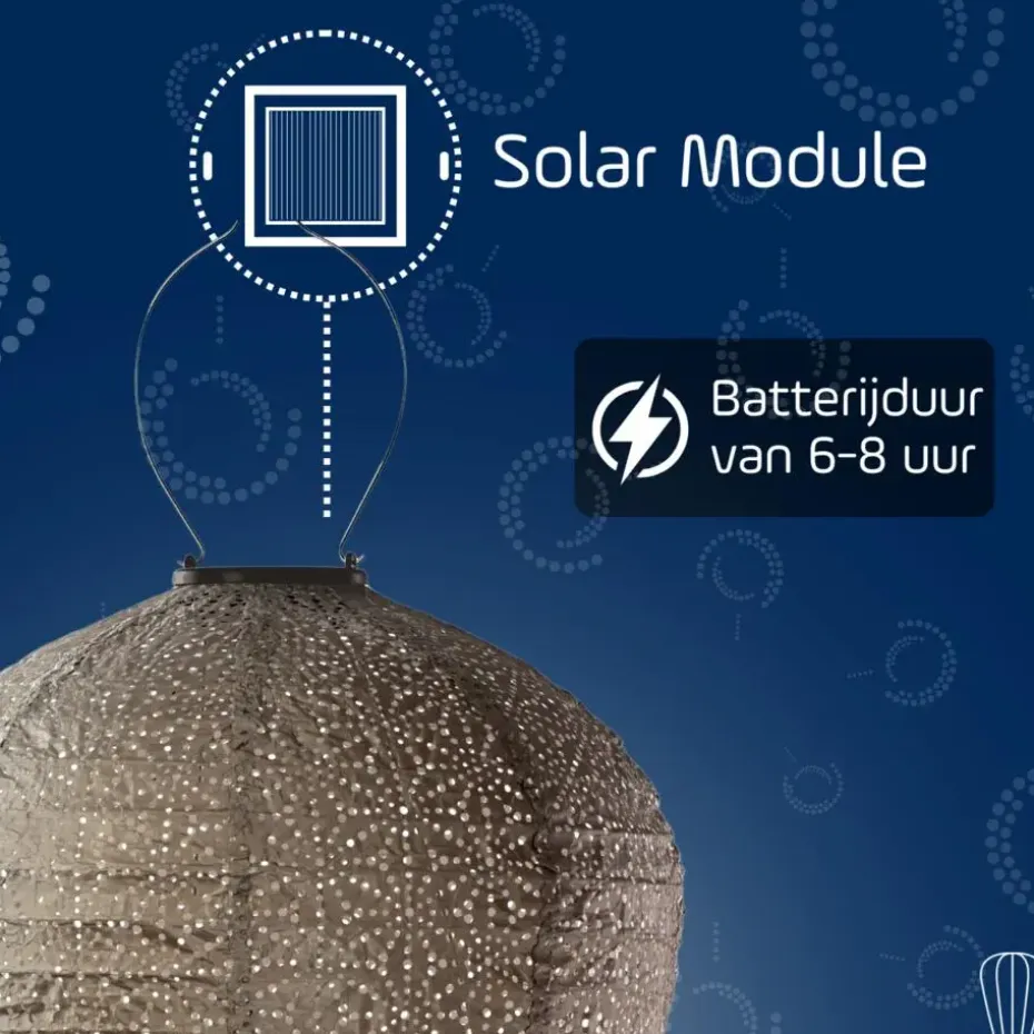 Lumiz Solar Buitenlampion - Sashiko Balloon - XL - Licht Taupe