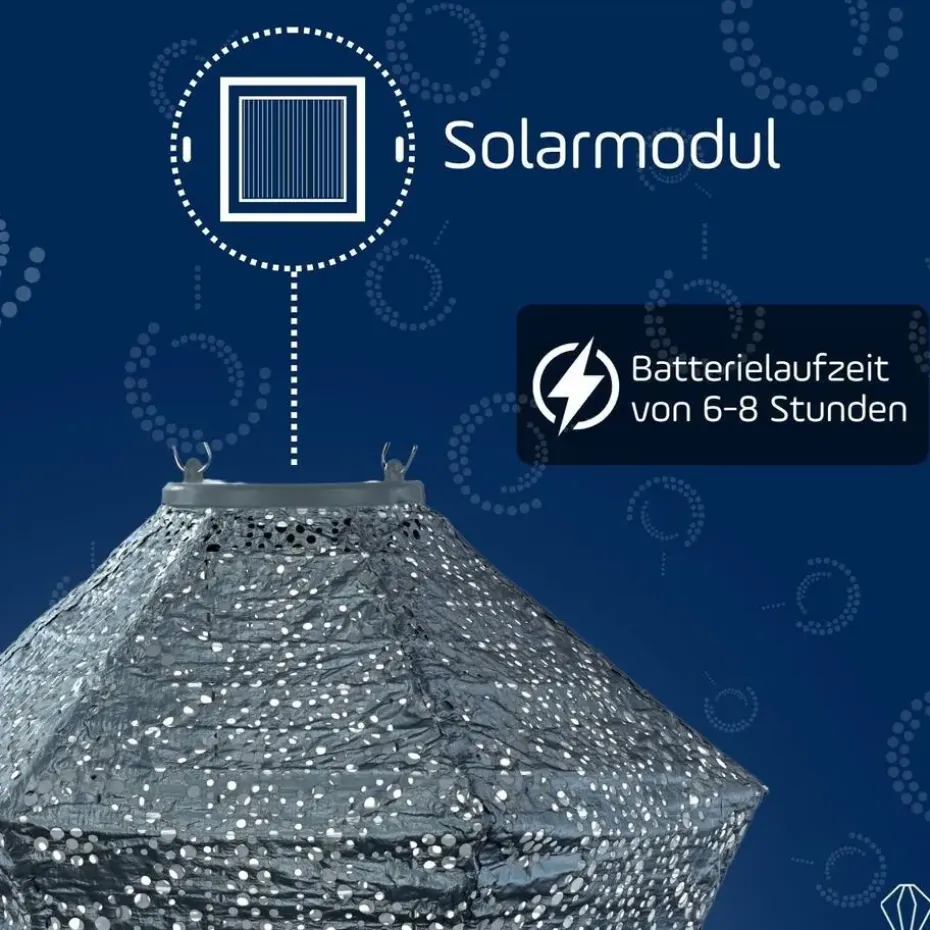 LUMIZ Solar Lampion Lace Diamond - 28 cm - Grijs Blauw