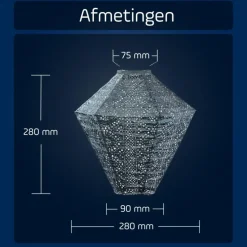 LUMIZ Solar Lampion Lace Diamond - 28 cm - Grijs Blauw