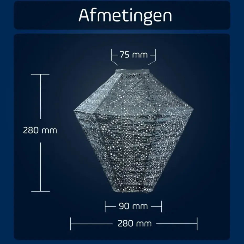 LUMIZ Solar Lampion Lace Diamond - 28 cm - Grijs Blauw