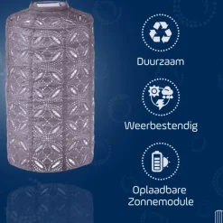 LUMIZ Solar Lampion Mandela Cylinder - 18 cm - Lichtpaars