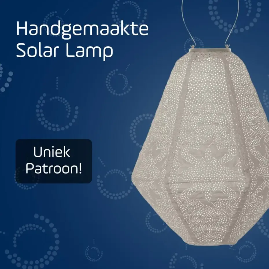 LUMIZ Solar Lampion Marrakesh Can - 30 cm - Licht Taupe