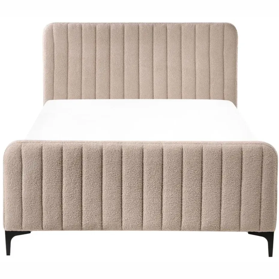 LUNAN - Tweepersoonsbed - Beige - 120 x 200 cm - Bouclé