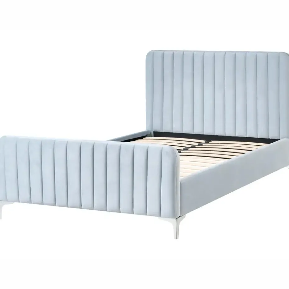 LUNAN - Tweepersoonsbed - Lichtblauw - 120 x 200 cm - Fluweel